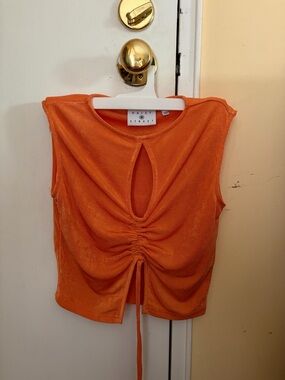 Daisy Street Orange Ruched Keyhole Tank
